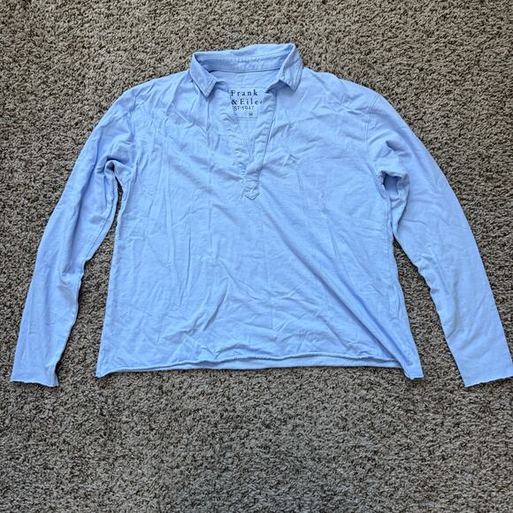 NEW Frank & Eileen Patrick Popover Henley in Heritage Jersey Wave Blue Sz XS - Picture 3 of 6